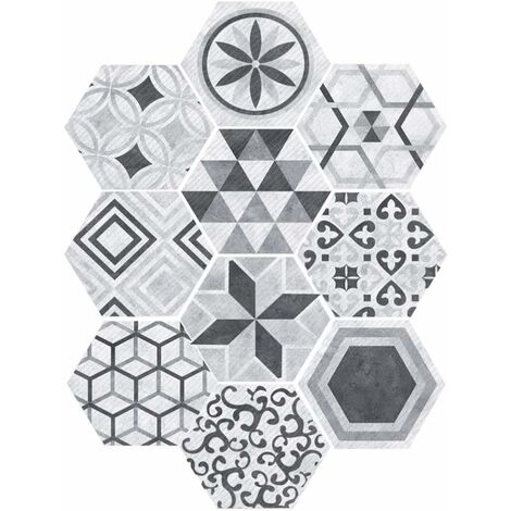 Carrelage Autocollants Hexagonal Style Industriel Anti-Slip Auto-Adhésif Amovible Sticker Mur-kueatily
