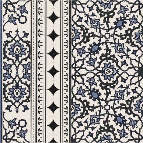 Carrelage azulejos fleurs bleues ORLY DECO CENEFA (bordure) 44x44 cm - 1.37m²