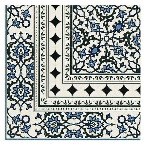 Carrelage azulejos fleurs bleues ORLY DECO ESQUINA (angle) 44x44 cm - unité