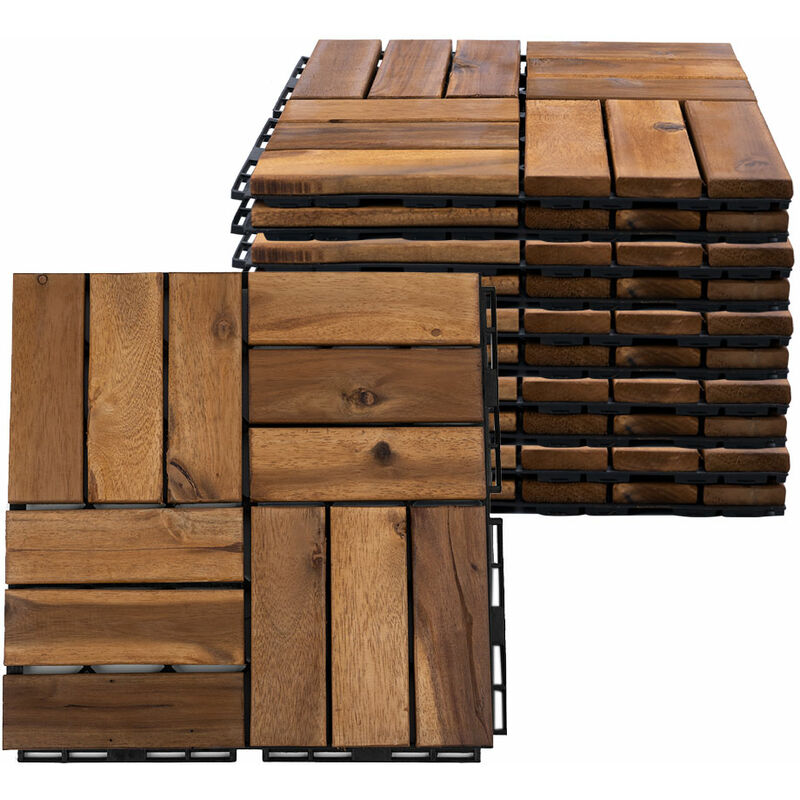 Etc-shop - Carrelage bois acacia 30 x 30 cm carrelage terrasse système clic extérieur carrelages clic clac balcon terrasse terrasse bois, résistant
