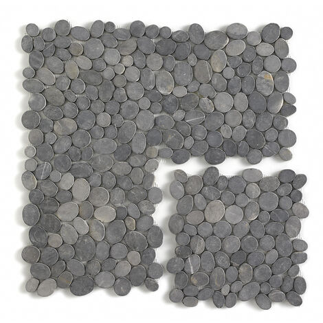 Carrelage de mosaïque (Boite de 1m²) / Plaque mosaïque mur et sol en marbre naturel coloris gris mat - 33 x 33 cm - PEGANE -