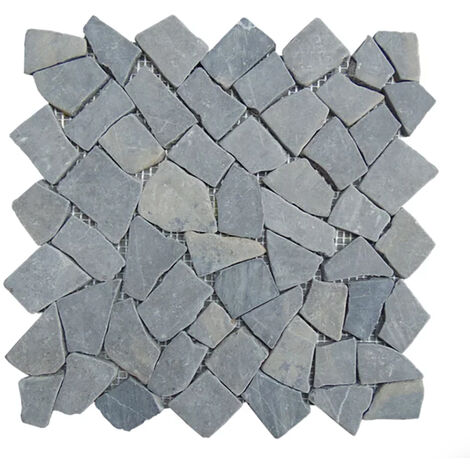 Carrelage de mosaïque/Plaque mosaïque mur et sol en marbre naturel coloris gris - 30 x 30 cm - PEGANE -