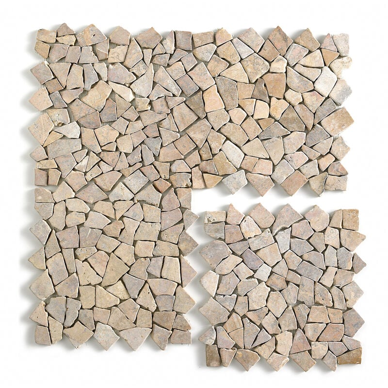 Carrelage de mosaïque (Boite de 1m²)/ Plaque mosaïque mur et sol en marbre naturel coloris rose - 30 x 30 cm Pegane