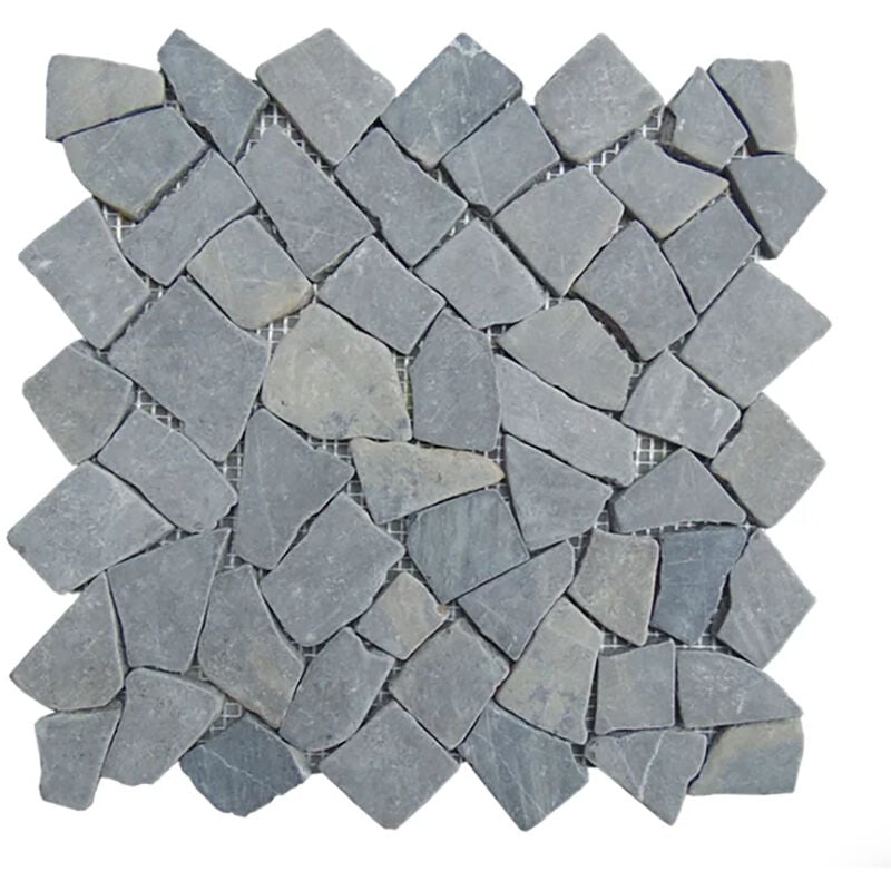 Carrelage de mosaïque (Boite de 1m²)/ Plaque mosaïque mur et sol en marbre naturel coloris gris - 30 x 30 cm Pegane