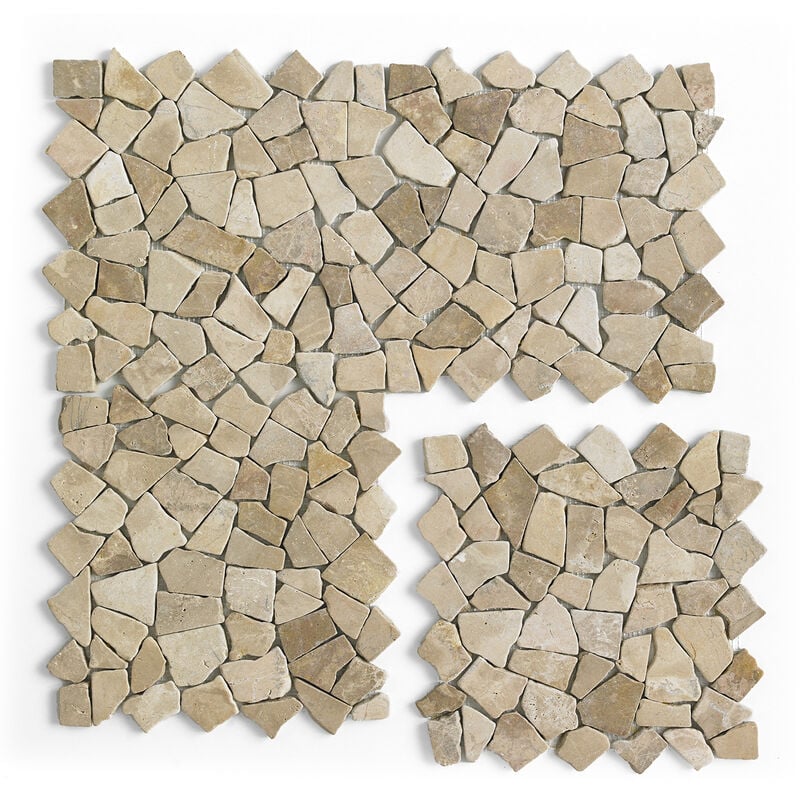 Carrelage de mosaïque (Boite de 1m²), Plaque mosaïque mur et sol en marbre naturel coloris marron - 30 x 30 cm Pegane
