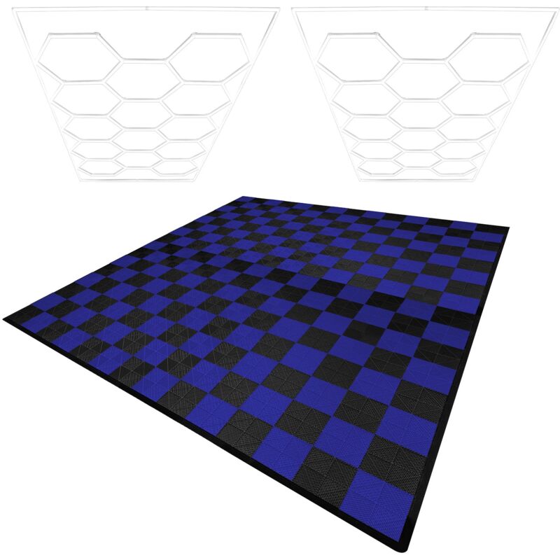 Monster Shop – Carrelage de sol ventilé modulaire 400x400mm – Lot de 120 – 5 tonnes par carreau – Éclairage LED hexagonal 6500K – Installation facile