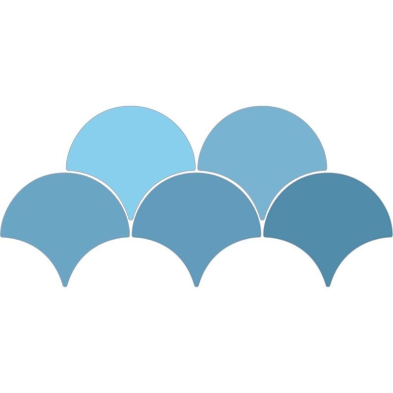 Tinker - Carrelage Ecaille de poisson Fisho bleu Brillant 15x17 cm