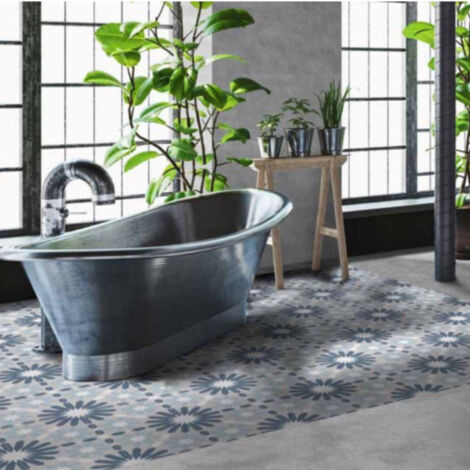 Carrelage effet carreau ciment Valencia Dosaguas 25x25cm Bleu - Mat - boîte de 1.13 m2 25x25 cm Bleu - Mat - boîte de 1.13 m2