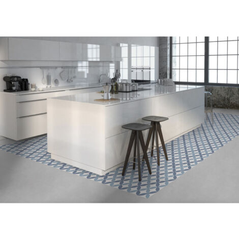 Carrelage effet carreau de ciment BARCELONA ARCH 25x25cm 25x25cm Bleu - Mat - boîte de 1.13 m2 25x25 cm Bleu - Mat - boîte de 1.13 m2