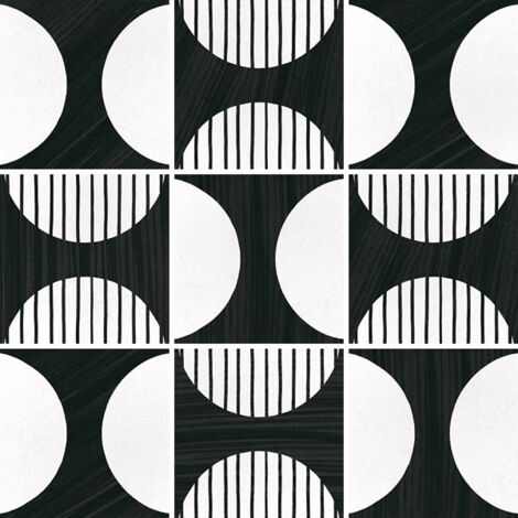 Carrelage effet carreau de ciment CAPRICE DECO B&W MOONLINE 20x20cm 20x20cm Noir et Blanc - Mat - boîte de 1 m2 20x20 cm Noir et Blanc - Mat - boîte