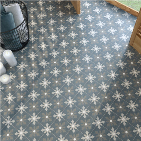 Carrelage effet carreau de ciment TOURELLE 15x15cm Bleu - boîte de 0.50 m2 15x15 cm Bleu -  - boîte de 1 m2