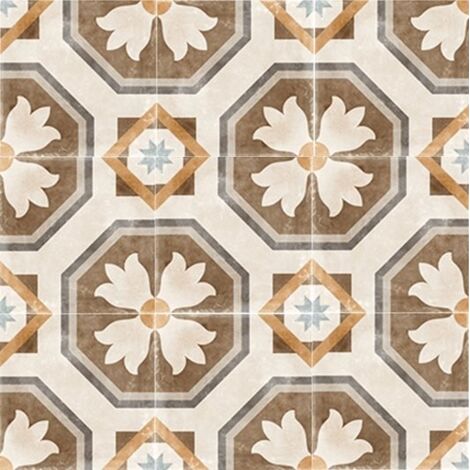 Carrelage effet carreaux de ciment 60x60 cm – Motif fleurs vintage – Finition mate pour sols et murs – Ambiance rétro-chic – Arcana