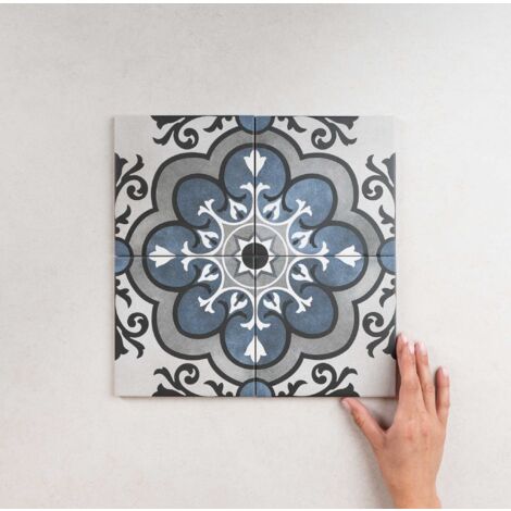 Carrelage effet carreaux de ciment Fleur 15x15 cm – Grès cérame résistant à l'humidité – Pour cuisine, salon et salle de bain – 0,59 m² – APE