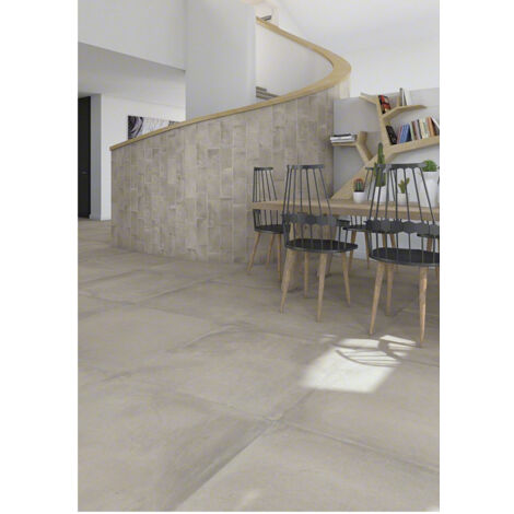 Carrelage effet chaux LAVERTON 60x60cm Gris Moyen - Mat - boîte de 1.08 m2 60x60 cm Gris Moyen - Mat - boîte de 1.08 m2