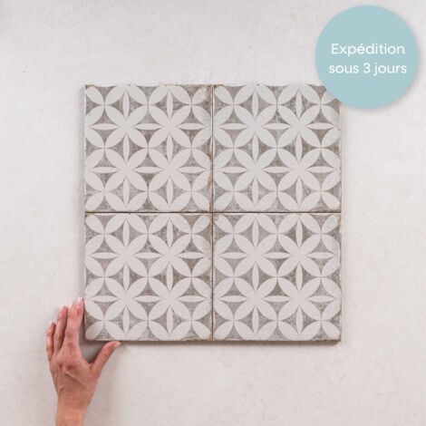 Carrelage effet ciment 20x20cm – Grès cérame émaillé – Finition mate – Surface lisse – Pour intérieur/extérieur – 0,52m² par boîte