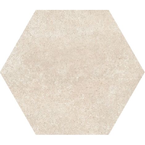 Carrelage grès cérame hexagonal 20x17,5 cm – Effet ciment mat – Couleur crème – Utilisation sol et mur – Boîte de 0,71 m2 – Equipe