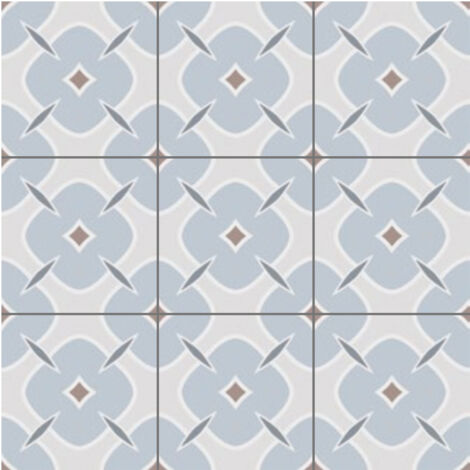 Carrelage effet graphique carreau ciment PONTI PRESCORED 60x60cm Bleu - Naturel - boîte de 1.40 m2