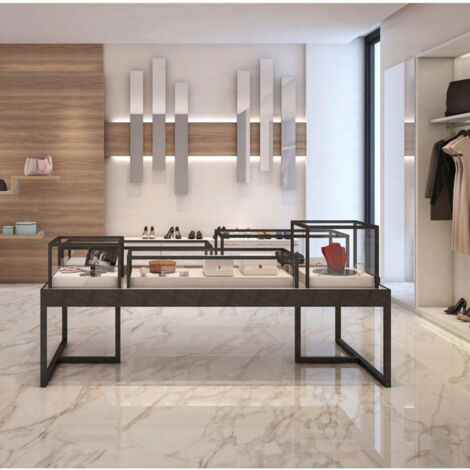 Carrelage effet marbre Borghini poli 120x120cm Blanc - Brillant - boîte de 1.42 m2 120x120 cm Blanc - Brillant / Poli - boîte de 1.42 m2