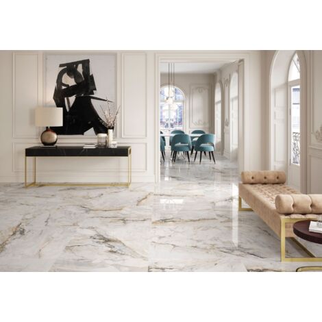 Carrelage effet marbre brillant poli l.90 x L.90 cm LUANDA