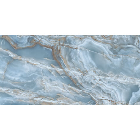Carrelage effet marbre poli 60x120 cm bleu cobalt – Grès cérame rectifié pour intérieur élégant – Parfait pour salons et cuisines