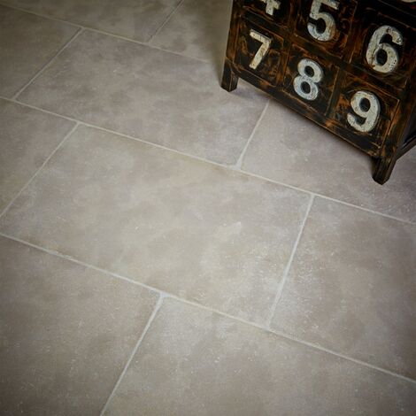 Carrelage effet pierre 75x50 cm – Couleur beige – Dalle de 0,375 m² pour revêtement intérieur et extérieur – Durable et élégant