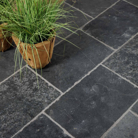 Carrelage effet pierre naturelle noir 60x40 cm – Épaisseur 2 cm – Dalle de 0,24 m² pour intérieur et extérieur – Résistant à l'eau