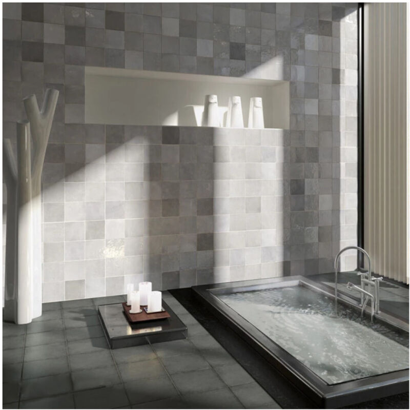 Nais - Faïence Effet Zellige artisan 6,5x20 (0,5m2) Alabaster - Les Carreaux de Jean