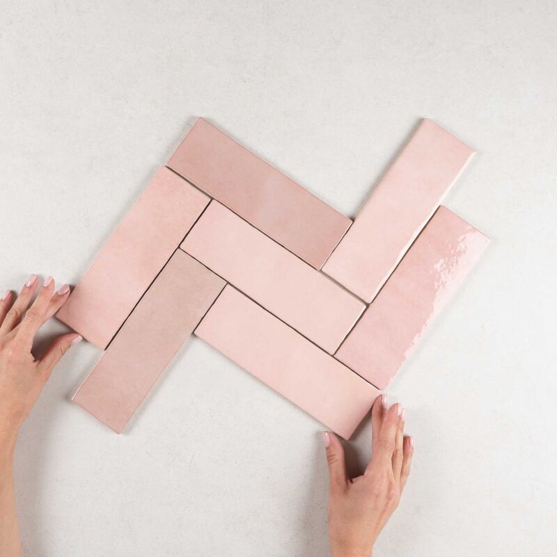 Nais - Faïence Effet Zellige artisan 6,5x20 (0,5m2) Rose Mallow - Les Carreaux de Jean