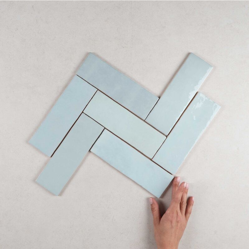 Nais - Faïence Effet Zellige artisan 6,5x20 (0,5m2) Aqua - Les Carreaux de Jean