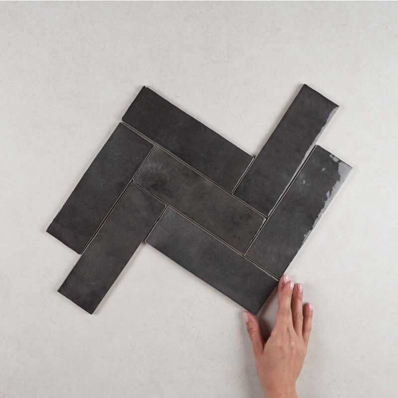 Nais - Faïence Effet Zellige artisan 6,5x20 (0,5m2) Graphite - Les Carreaux de Jean