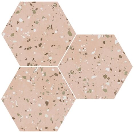 Carrelage effet terrazzo District South Hexagone 29x25cm Rose - Mat - boîte de 0.94 m2 Hexagone 29x25 cm Rose - Mat - boîte de 0.94 m2