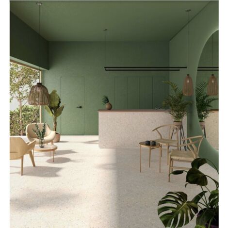Carrelage Effet Terrazzo Hexagonal AROUSA 25,8x29cm (1m2) Blanco - Les Carreaux de Jean