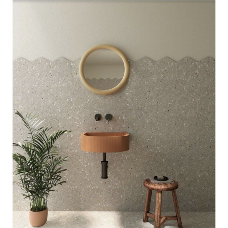 Carrelage Effet Terrazzo Hexagonal arousa 25,8x29cm (1m2) Gris - Les Carreaux de Jean