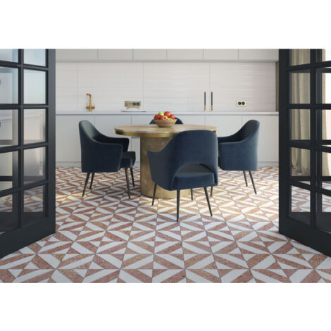 Carrelage effet terrazzo WIND PRESCORED 60x60cm Rouge - Naturel - boîte de 1.40 m2 60x60 cm Rouge - Naturel - boîte de 1.40 m2