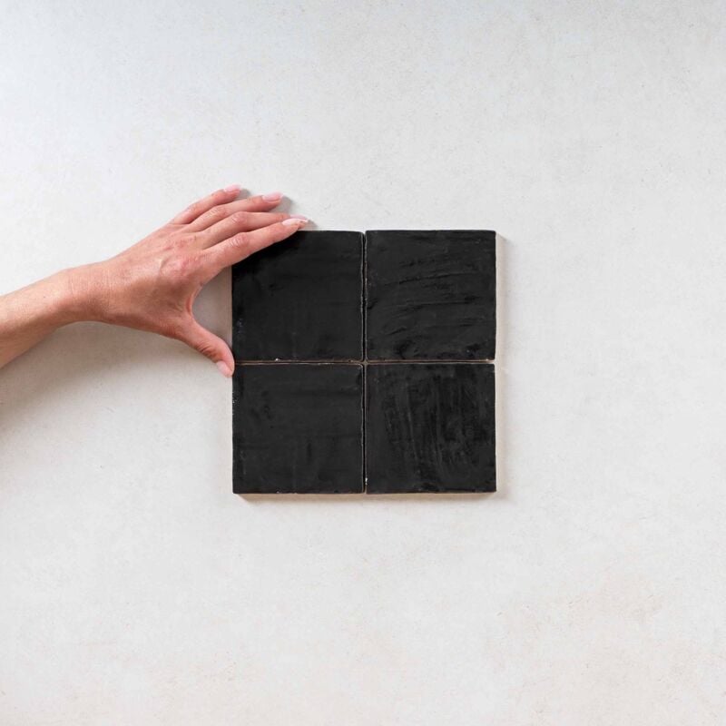 Faïence Effet Zellige mallorca 10x10 (0,5m2) Black - Les Carreaux de Jean