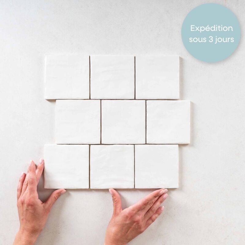 Faïence Effet Zellige mallorca 10x10 (0,5m2) White - Les Carreaux de Jean