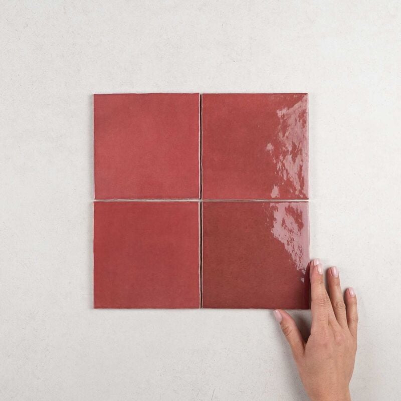 Faïence Effet Zellige artisan 13,2x13,2 (1m2) Burgundy - Les Carreaux de Jean