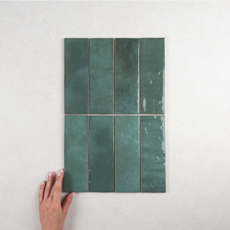 Faïence Effet Zellige artisan 6,5x20 (0,5m2) Moss Green - Les Carreaux de Jean