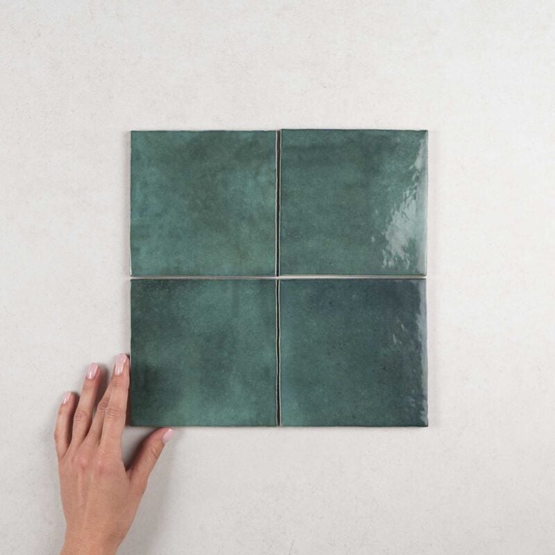Faïence Effet Zellige artisan 13,2x13,2 (1m2) Moss Green - Les Carreaux de Jean