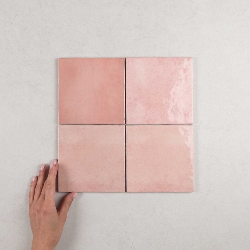 Faïence Effet Zellige artisan 13,2x13,2 (1m2) Rose Mallow - Les Carreaux de Jean