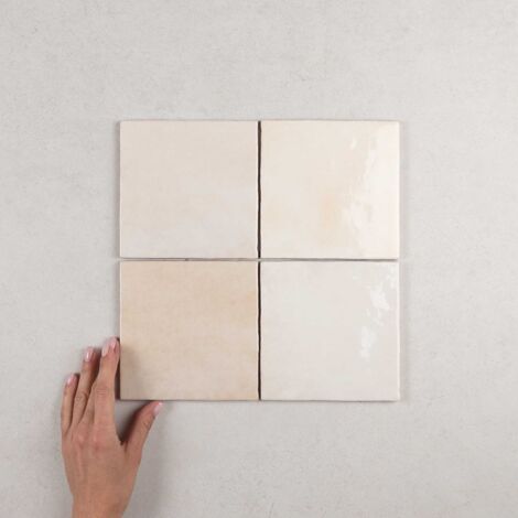 Carrelage effet zellige 13,2x13,2 cm – Pâte blanche – 1m² – Pour cuisine et salle de bain – Facilité d'entretien – Equipe