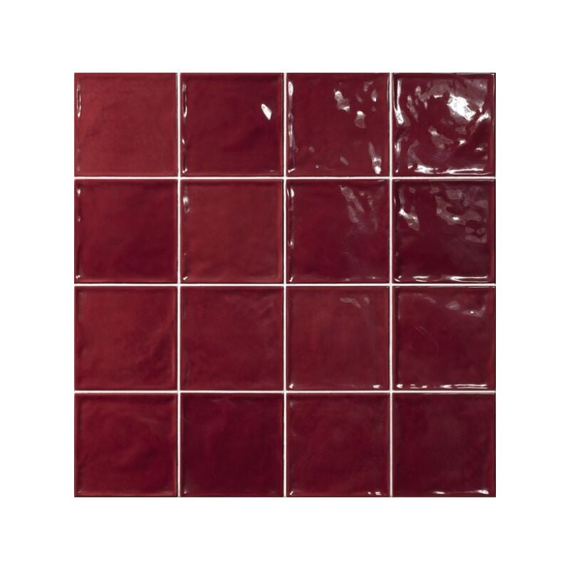 Carrelage Zellige Pompei rouge Brillant 15x15 cm