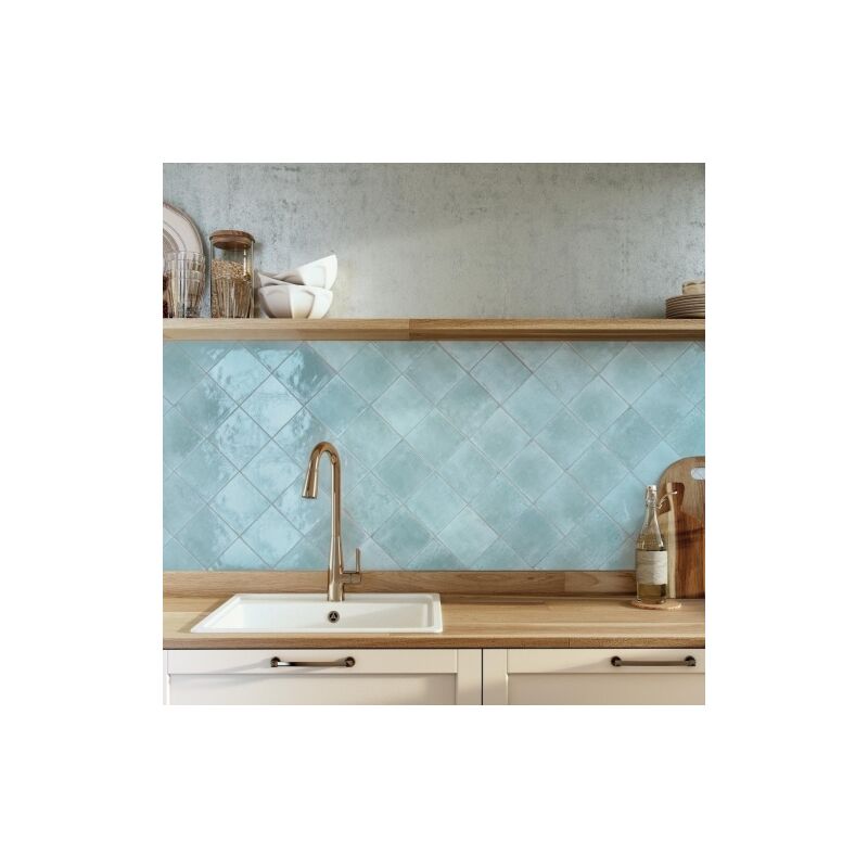 Dune - Carrelage Effet Zellige agadir Agua 14,7x14,7cm (0,95m2) - Les Carreaux de Jean