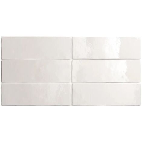 Carrelage effet zellige blanc 6.5x20 cm – Finition brillante – Forte variation de teinte (V4) – Pour murs intérieurs et pièces humides – Equipe