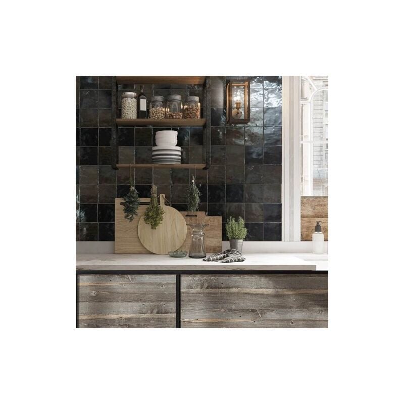 Carrelage Effet Zellige manara clay 10x10 cm (0,44m2)Berber Black - Les Carreaux de Jean