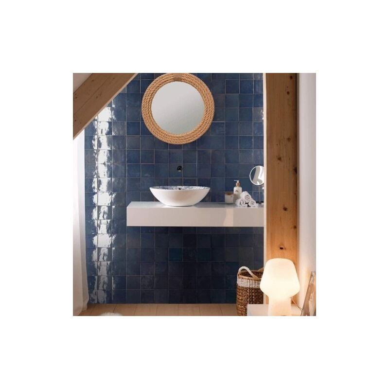 Carrelage Effet Zellige manara clay 10x10 cm (0,44m2)Meknes Marine - Les Carreaux de Jean