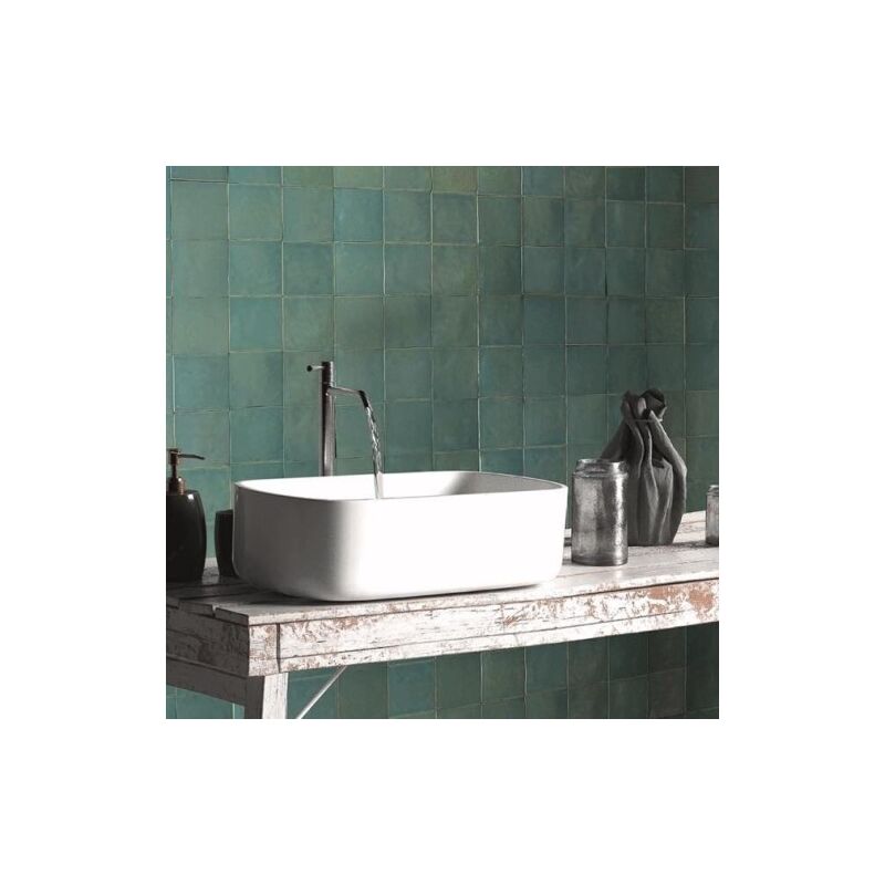 Carrelage Effet Zellige manara clay 10x10 cm (0,44m2)Tamir Turquesa - Les Carreaux de Jean