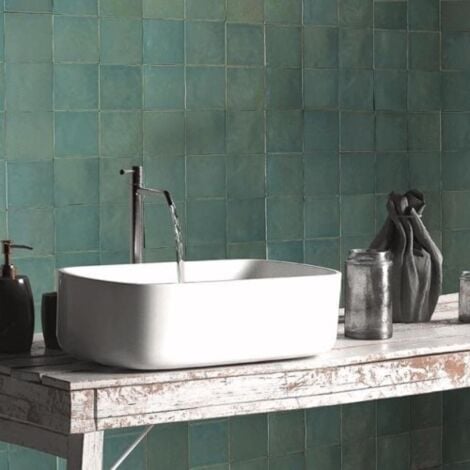 Carrelage Effet Zellige MANARA CLAY 10x10 cm (0,44m2)Tamir Turquesa - Les Carreaux de Jean