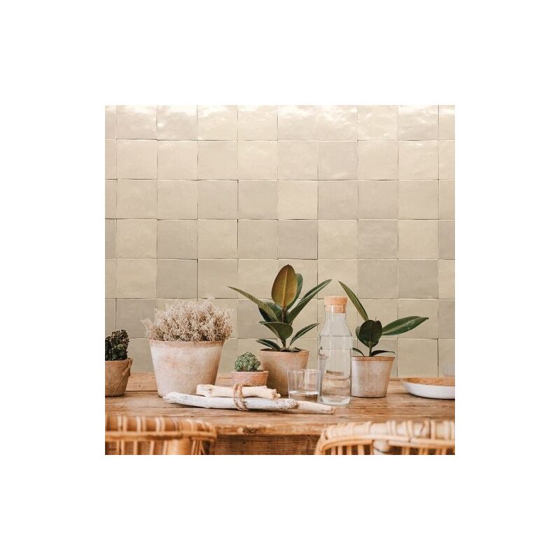 Carrelage Effet Zellige MANARA CLAY 10x10 cm (0,44m2)Tantan Beige - Les Carreaux de Jean