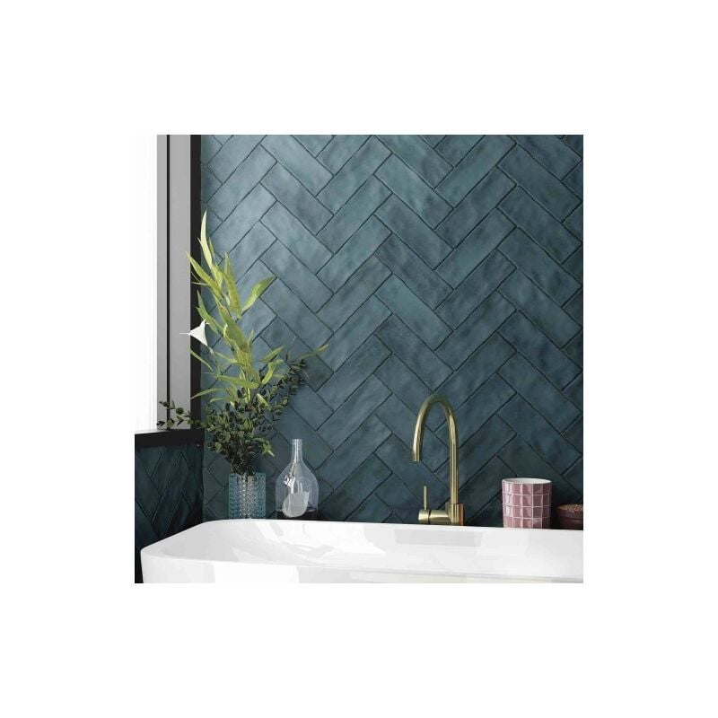 Carrelage Effet Zellige mitte Ocean 6,5x20cm (0,35m2 ) - Les Carreaux de Jean